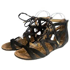 SAM EDELMAN Sandals Size 6 Black Dawson Suede Strap Gladiator Greek Open Toe s-4